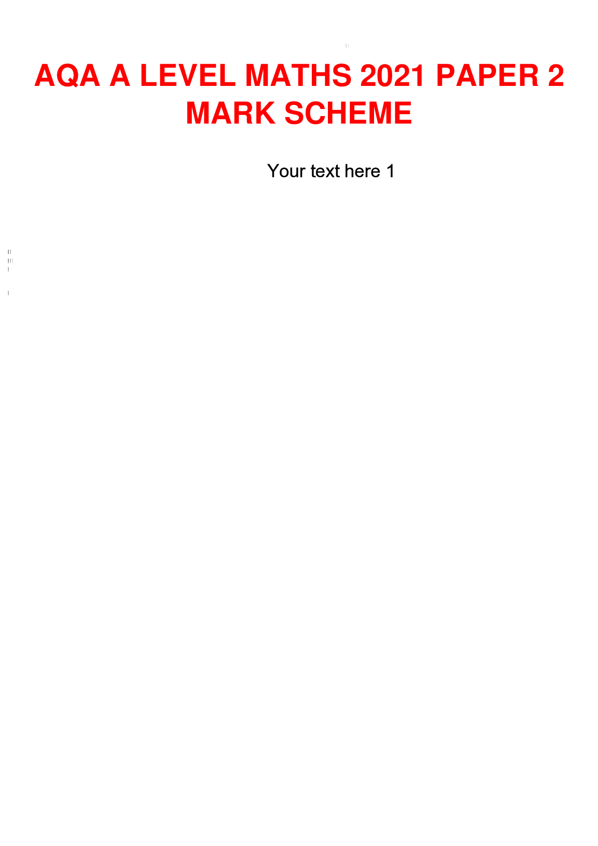 Preview image for AQA A LEVEL MATHS 2021 PAPER 2 MARK SCHEME